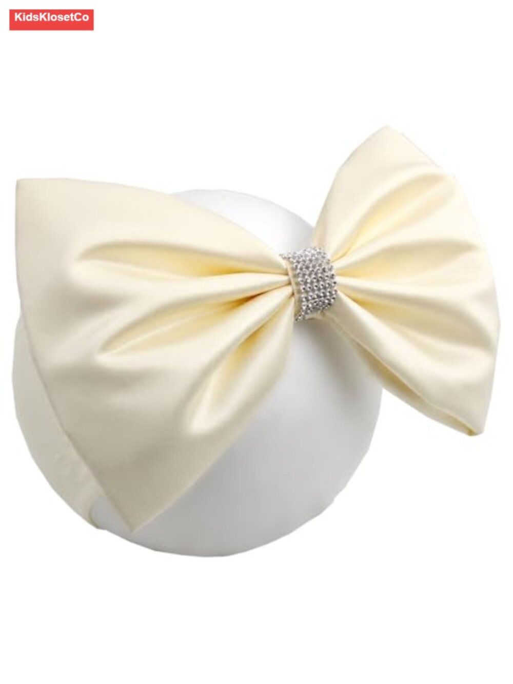 8" Handmade Satin Boutique Newborn Headwrap with Rhinestone